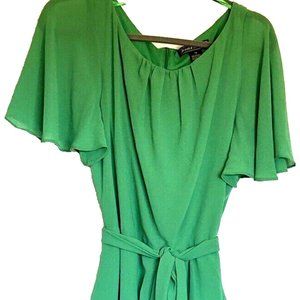 Jessica Howard Green Tiered Dress 14 Sash Belt Party Office Vacation Date Night